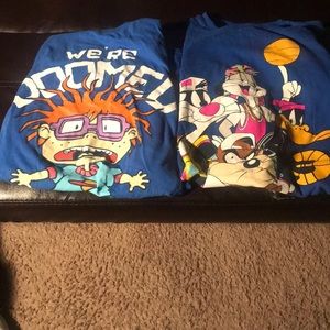 2 Graphic Tees Mens Size: L Rugrats Looney Tunes